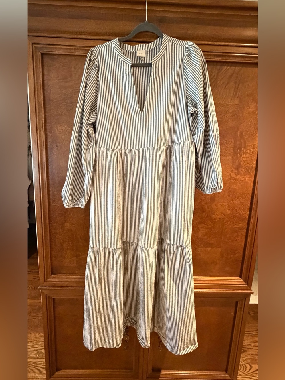 a new day Blue & White Striped Maxi Dress with pockets